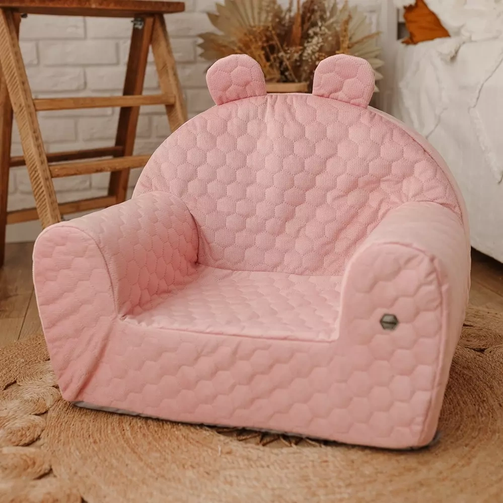 Fotelik Dla Dziecka Brudny Róż Pikowany Velvet Plaster Miodu.webp
