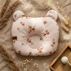 Poduszka Profilująca Główkę Dziecka Bawełniana | Little Brown Flowers