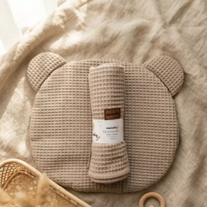 Komplet Wafelkowy Kocyk i Poduszka | Orzechowy