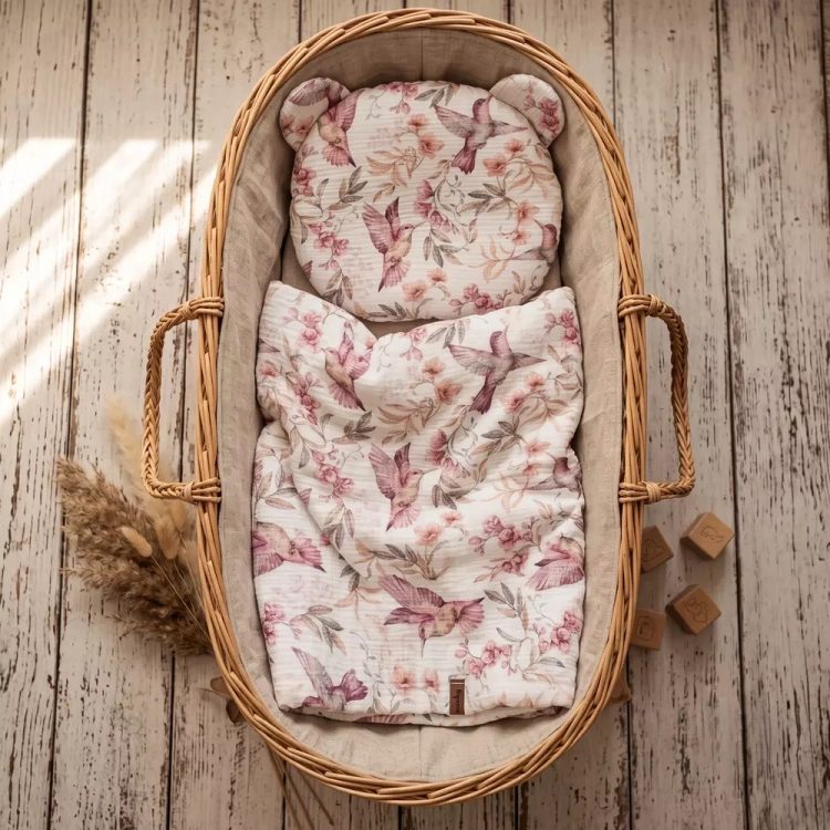 Pościel do wózka 55x75 muslin kolibry.webp