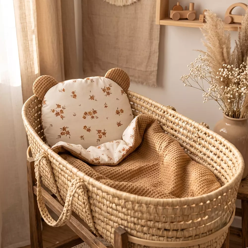 Komplet Pościeli Niemowlęcej 50x75 | Little Brown Flowers & Karmelowy Wafel