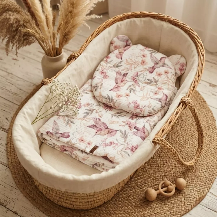 Pościel do wózka 55x75 muslin kolibry1.webp