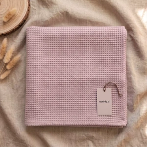 Kocyk wafelkowy dla niemowlaka 100% Bawełna 75x100cm | Różowy