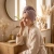 Wafelkowy turban do szuszenia włosów róż wizualizacja kobieta.webp