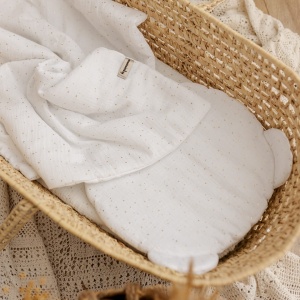 Komplet Pościeli Przedszkolaka 100x130cm Muślin | Śmietankowy w Złote Kropki