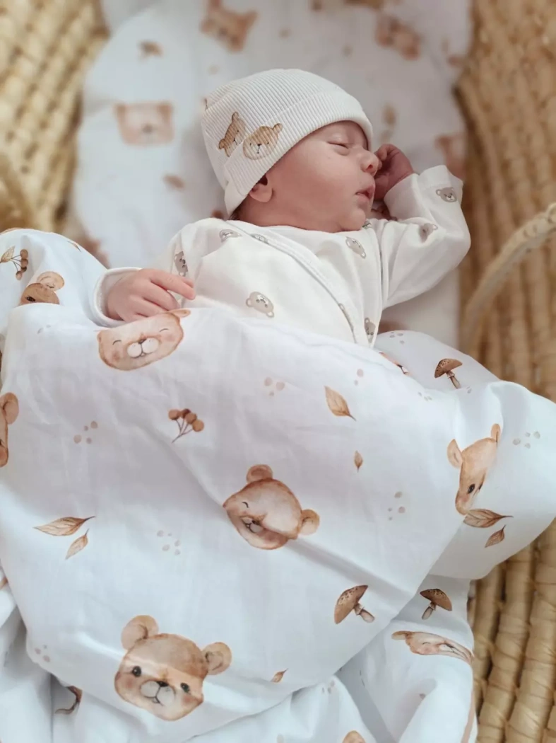 pościel niemowlęca z bawełny w misie.webp