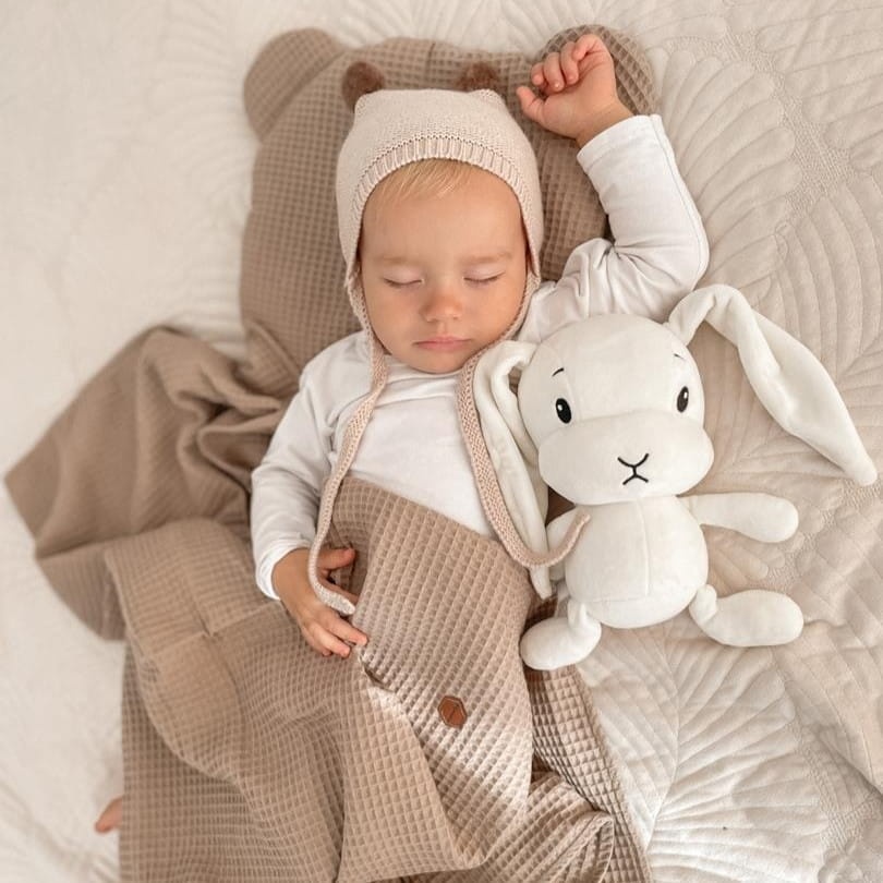 kocyk wafelkowy w komplecie z poduszką orzech.JPG