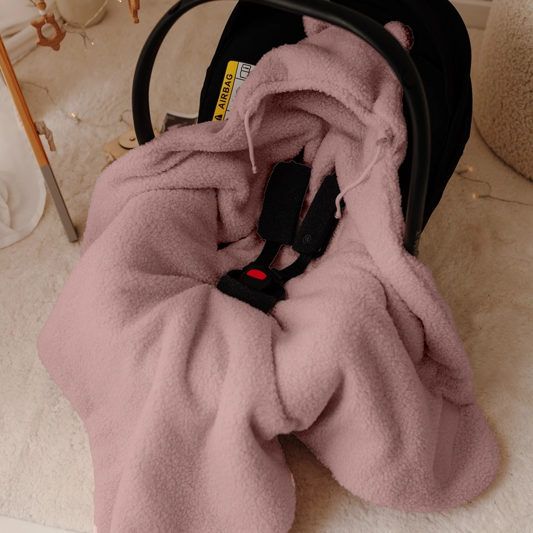 Otulacz do fotelika brudny róż Otwarty.webp