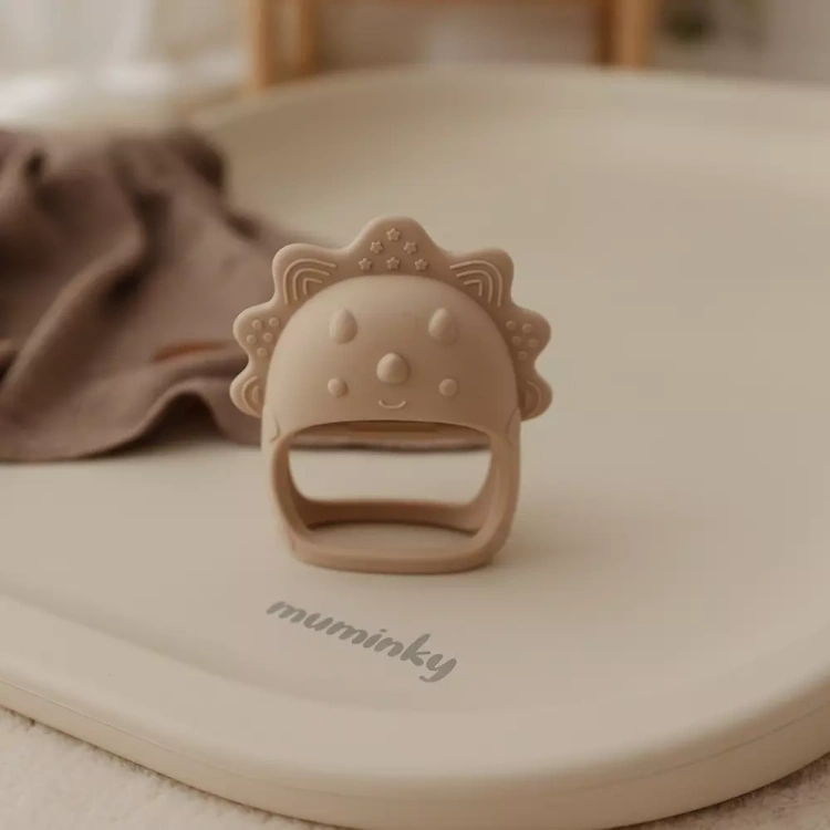 Gryzak Niemowlęcy Silikonowy DINO  Beżowy.webp